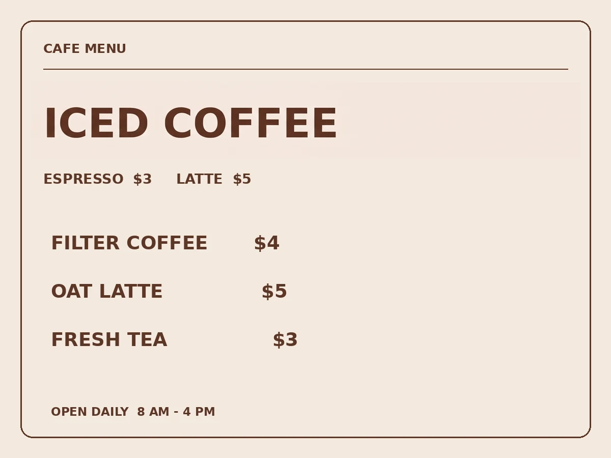 Actual Replace “HOUSE COFFEE” with “ICED COFFEE” result